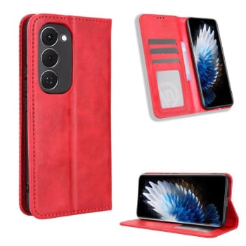Чехол-книжка Magnetic Buckle Retro Crazy Horse Texture на Tecno Spark 40 Pro+ 4G — красный