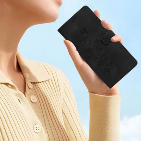 Чехол-книжка Flower Butterfly Embossing для Samsung Galaxy S25 Ultra 5G - черный