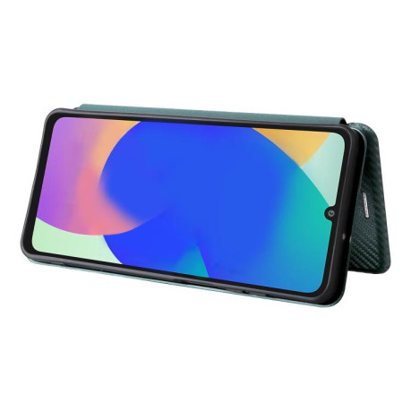 Чехол-книжка Carbon Fiber Texture на Samsung Galaxy M06 5G - зеленый