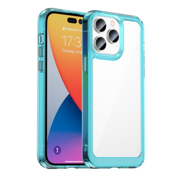 Протиударний чохол Colorful Acrylic Series із кольоровою силіконовою боковиною на iPhone 14 Pro Max - синій