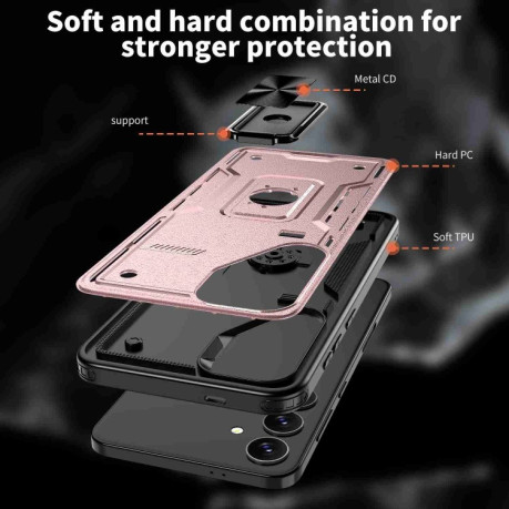 Протиударний чохол HMC 360 Degree Rotating Holder для Samsung Galaxy S25+ 5G - рожеве золото
