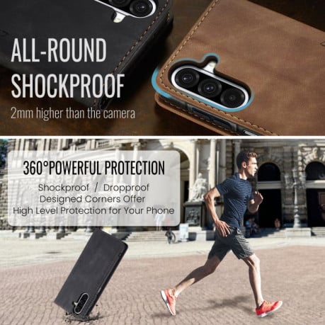 Чехол-книжка CaseMe-013 многофункциональный с кармашком на карт на Samsung Galaxy A17 4G - черный