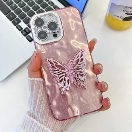 Чохол протиударний Plating Glitter Texture Butterfly для iPhone 16 Pro - Pink Wrinkles