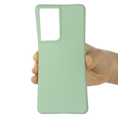 Силиконовый чехол Solid Color Liquid Silicone на Samsung Galaxy S21 Ultra - зеленый