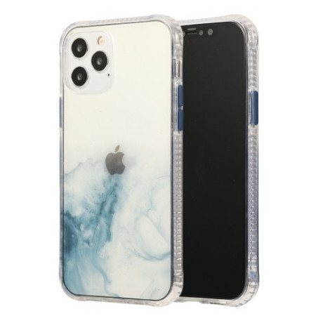 Протиударний чохол Marble Pattern Glittery Powder на iPhone 12 Pro Max - прозоро-блакитний