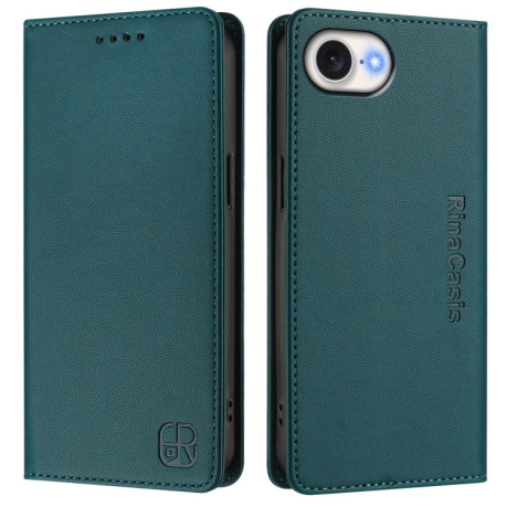 Чехол-книжка RC01 Dual-Folded Magnetic Suction RFID Leather на iPhone 16e - зеленый
