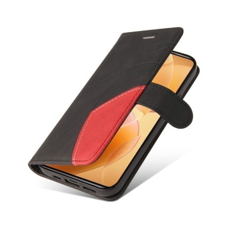 Чохол-книжка Dual-color Splicing Flip Leather для Xiaomi 14T Pro - чорний