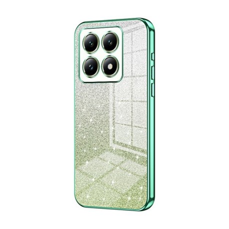 Ударозащитный чехол Gradient Glitter Powder Electroplated на Xiaomi 14T - зеленый