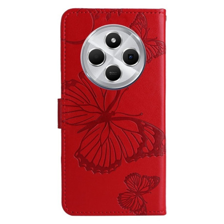 Чехол-книжка Embossed Butterfly для Xiaomi Redmi 14C 4G/Poco C75/Redmi A4 5G - красный