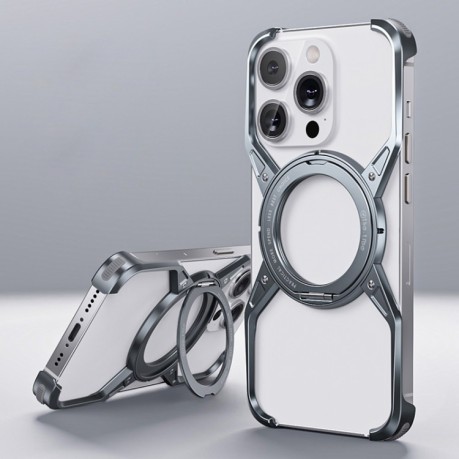 Протиударний чохол Aluminum Alloy Frameless 360-Degree Rotating для iPhone 16 Pro - сірий