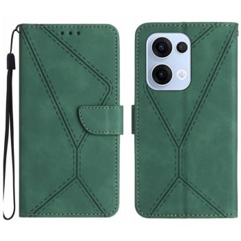 Чехол-книжка Stitching Embossed Leather для OPPO Reno13 Global - зеленый