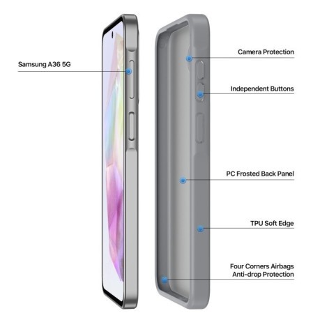 Чохол DUX DUCIS Yind Series TPU Hybrid PC  для Samsung Galaxy A36 5G / A56 5G - сірий