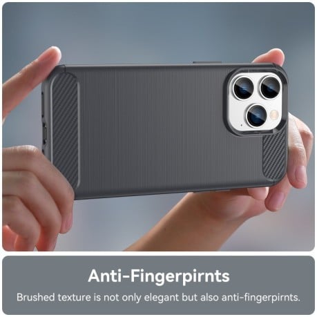 Противоударный чехол Brushed Texture Carbon Fiber на iPhone 14 Pro - серый