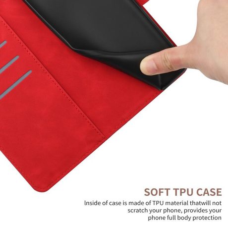 Чехол-книжка Stitching Embossed с магнитным хлястиком на Infinix Smart 10 Plus 4G — красный