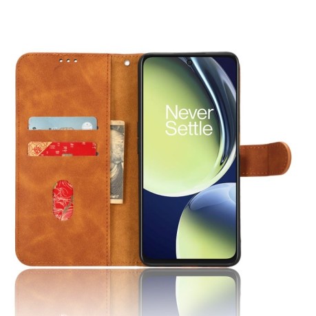 Чехол-книжка Skin Feel Magnetic для OnePlus Nord CE 3 Lite - коричневый