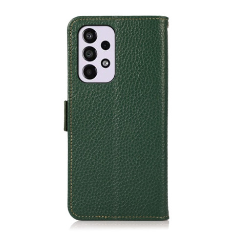 Кожаный чехол-книжка KHAZNEH Genuine Leather RFID для Samsung Galaxy A53 5G - зеленый
