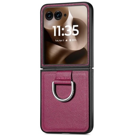 Противоударний чехол Litchi Texture на Motorola Razr 60 Ultra - фіолетовий