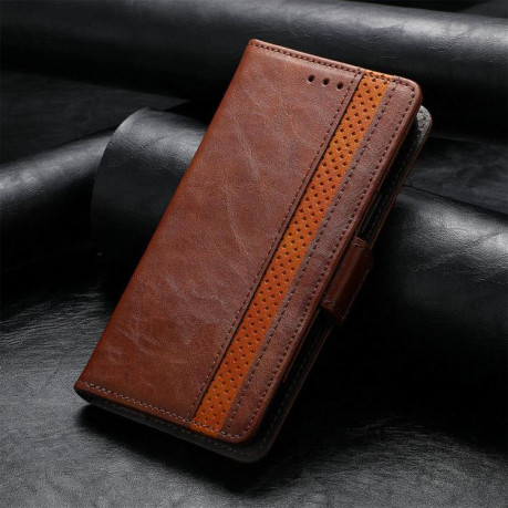 Чохол-книжка CaseNeo Splicing Dual Magnetic Buckle Leather для iPhone 16e - коричневий