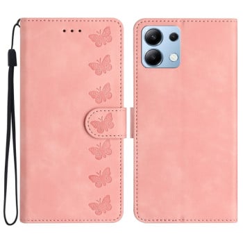 Чохол-книжка Seven Butterflies Embossed Leather для Xiaomi Redmi Note 14 4G - рожевий