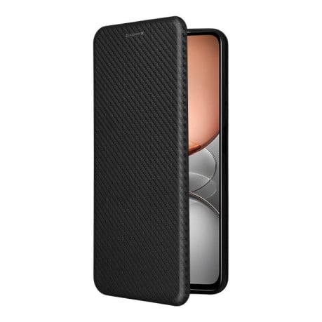 Чехол-книжка Carbon Fiber Texture на Realme C75 4G Global - черный