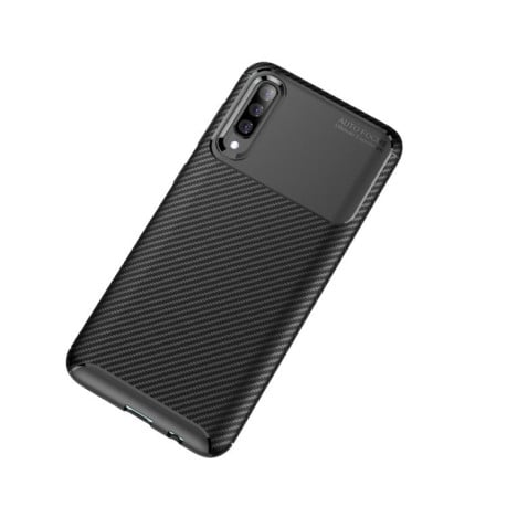 Протиударний чохол Carbon Fiber Texture на Samsung Galaxy A70 -чорний