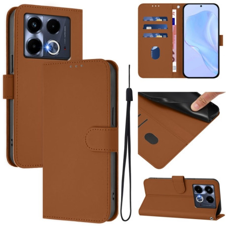 Чехол-книжка Skin Feel Solid Color Leather для Infinix Note 40 4G - коричневый