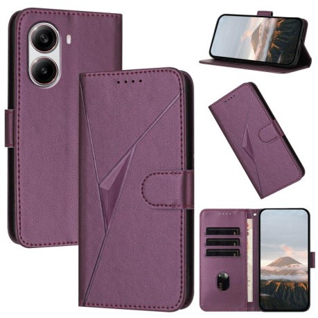 Чехол-книжка Triangle Pattern Buckle Clasp Leather на Xiaomi Poco X7 Pro - фиолетовый