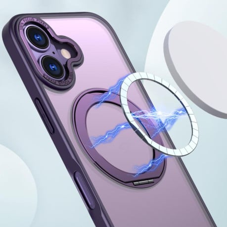 Чехол kalebol с MagSafe и подставкой 360 Metal Ring Holder на iPhone 17 - фиолетовый