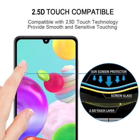 Защитное стекло 2.5D Full Glue Full на Samsung Galaxy A41 - прозрачно-черное