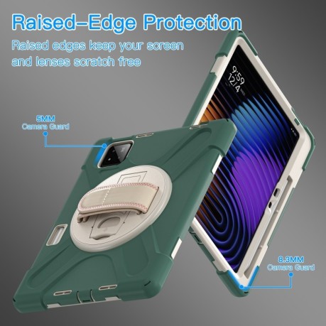 Чехол Rotatable Holder Silicone Hybrid PC для Xiaomi Pad 7 / 7 Pro - Emreald Green