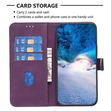 Чехол-книжка Plaid Embossed Leather для Xiaomi Redmi Note 13 4G Global - фиолетовый