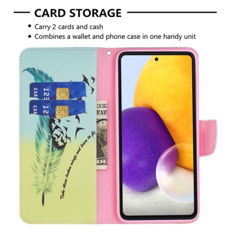 Чохол-гаманець Colored Drawing Pattern для Samsung Galaxy A73 5G - Feather