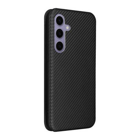 Чехол-книжка Carbon Fiber Texture на Samsung Galaxy S25 5G - черный