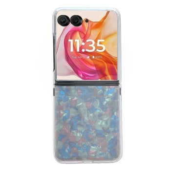 Протиударний чохол Pearlescent Shell Texture для Motorola Razr 50 Ultra - бежевий