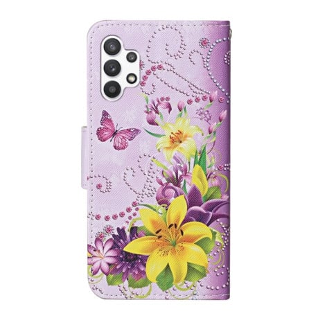 Чехол-книжка Colored Drawing Pattern для Samsung Galaxy A13 4G - Yellow Flower Butterfly