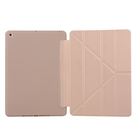 Чехол-книжка Solid Color Trid-fold Deformation Stand на iPad 9/8/7 10.2 (2019/2020/2021) -золотой