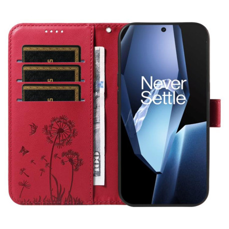 Чехол-книжка Dandelion Embossed Pattern Flip Leather для OnePlus 13R 5G Global - красный