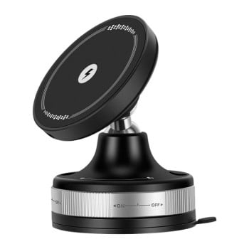 Беспроводной держатель для зарядки телефона с присоской CCT29W 15W Suction Cup MagSafe Wireless - чорный