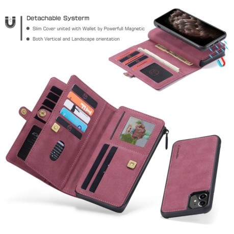 Кожаный чехол-кошелек CaseMe 018 на iPhone 11 - винно-красный