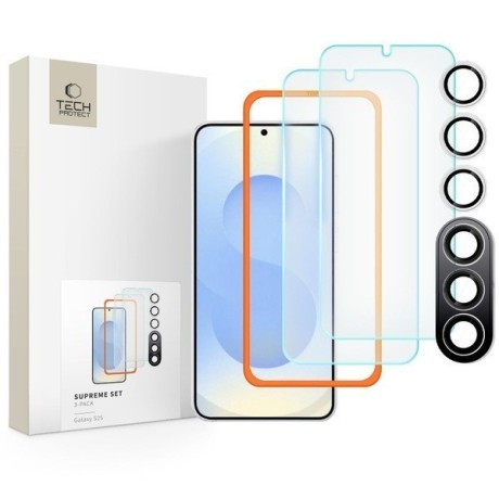 Комплект защитных стекл Tech-Protect Supreme Set 3 pcs для Samsung Galaxy S25 - Transparent