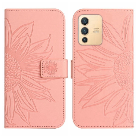Чехол-книжка Skin Feel Sun Flower для Vivo V23 5G - розовый