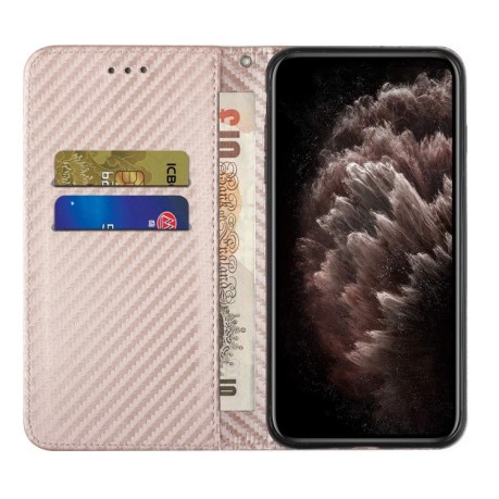 Чехол-книжка Carbon Fiber Texture на Samsung Galaxy S23 FE 5G - розовое золото