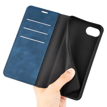 Чехол-книжка Retro Skin Feel Business Magnetic на iPhone 16e - синий