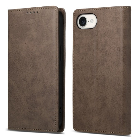 Чехол-книжка Business Solid Color Magnetic RFID Leather на iPhone 16e - коричневый