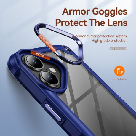 Противоударный чехол Lens Protection на iPhone 16 Plus - синий