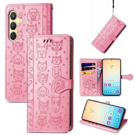 Чехол-книжка Cat and Dog для Samsung Galaxy S25 Ultra 5G - розовый