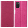Чехол-книжка ViLi Texture на Samsung Galaxy A03s - пурпурно-красный
