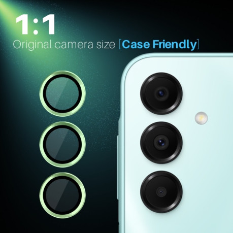 Защитное стекло NORTHJO Glitter Camera Lens Protector Tempered Glass Metal Ring на Samsung Galaxy A16 5G - зеленое