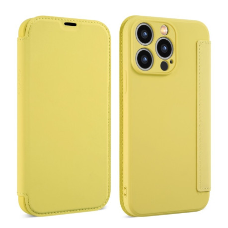 Чехол-книжка Liquid Skin Feel Leather для iPhone 16 Pro Max - желтый