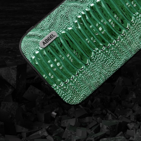 Кожаный Чехол ABEEL Genuine Leather Weilai Series для iPhone 15 Pro Max - зеленый